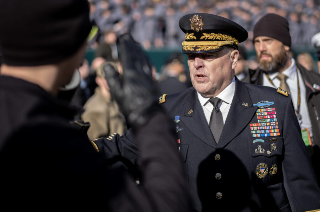 Army General and Chairman of the Joint Chiefs of Staff Mark Milley greets cadets before the Navy Midshipmen play the Army Black Knights in the 123rd traditional Army-Navy Game at Lincoln Finacial Field on Saturday, December 10, 2022 in Philadelphia. PUBLICATIONxINxGERxSUIxAUTxHUNxONLY PHI20221210116 LaurencexKesterston