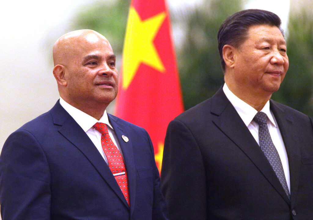Micronesian President David Panuelo L and Chinese President Xi Jinping attend a welcoming ceremony at the Great Hall of the People in Beijing on Friday, December 13, 2019. Paneulo s visit to China highlights Beijing s growing interest in countering the U.S. s geopolitical and military dominance in the region by using checkbook diplomacy to gain inroads to the island nations. PUBLICATIONxINxGERxSUIxAUTxHUNxONLY PEK2019121306 STEPHENxSHAVER