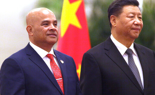 Micronesian President David Panuelo L and Chinese President Xi Jinping attend a welcoming ceremony at the Great Hall of the People in Beijing on Friday, December 13, 2019. Paneulo s visit to China highlights Beijing s growing interest in countering the U.S. s geopolitical and military dominance in the region by using checkbook diplomacy to gain inroads to the island nations. PUBLICATIONxINxGERxSUIxAUTxHUNxONLY PEK2019121306 STEPHENxSHAVER