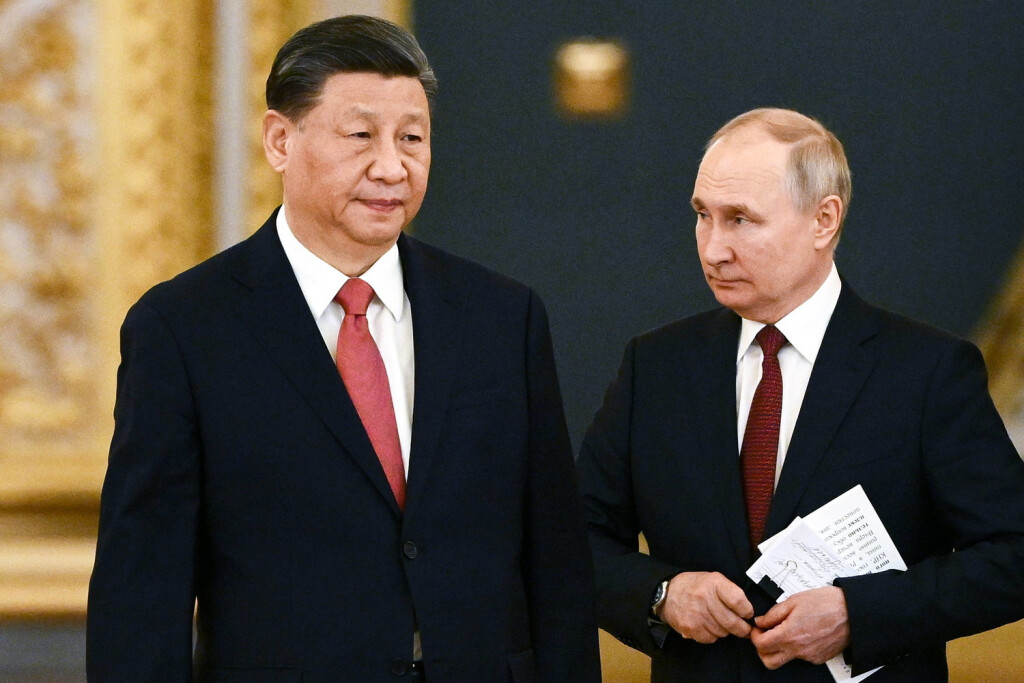RUSSIA, MOSCOW - MARCH 21, 2023: China s President Xi Jinping L and Russia s President Vladimir Putin are seen before talks at the Moscow Kremlin. The Chinese leader has made his first foreign trip since the recent re-election for a third term. Alexei Maishev/POOL/TASS PUBLICATIONxINxGERxAUTxONLY 57991373