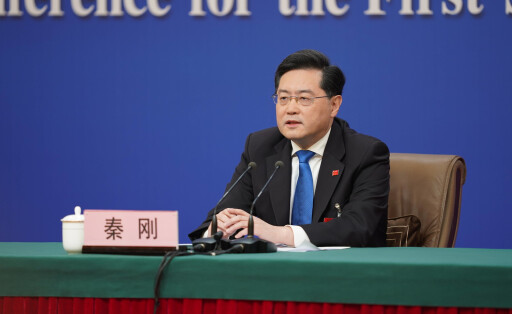 BEIJING, CHINA - MARCH 07: Chinese Foreign Minister Qin Gang speaks at a press conference during the first session of the 14th National People s Congress NPC at the Media Center Hotel on March 7, 2023 in Beijing, China. PUBLICATIONxINxGERxSUIxAUTxHUNxONLY Copyright: xVCGx VCG111425992046