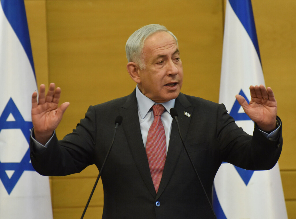 Israeli Prime Minister Benjamin Netanyahu speaks at the Likud Party meeting in the Israeli Knesset, the Parliament in Je