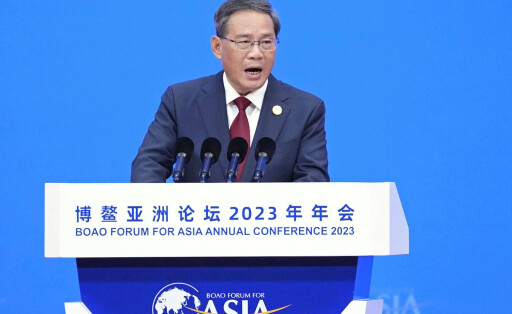 Boao Forum for Asia Chinese Premier Li Qiang delivers a speech during the opening plenary session of the Boao Forum for Asia annual conference on March 30, 2023, held in Boao in China s southern island province of Hainan. PUBLICATIONxINxGERxSUIxAUTxHUNxONLY A14AA0001411755P