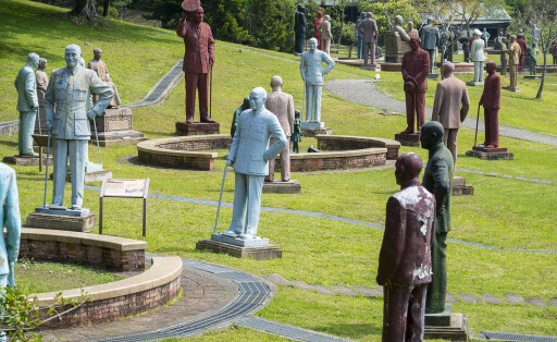 March 1, 2023, Taoyuan, Taiwan: Dozens of Chiang Kai-shek statues are displayed at the Cihu Memorial Sculpture Garden near Taoyuan, Taiwan. During the ongoing process of removing 43,000 monuments from public places in Taiwan, 200 of them were placed in a park near the Chiang Kai-shek Mausoleum in Cihu. It is estimated that despite the ongoing removal of monuments for more than 20 years, nearly 2,000 statues still remain in various locations around the island. The most famous is the National Chiang Kai-shek Memorial Hall in downtown Taipei. Taoyuan Taiwan - ZUMAw80_ 20230301_zaf_w80_020 Copyright: xWiktorxDabkowskix
