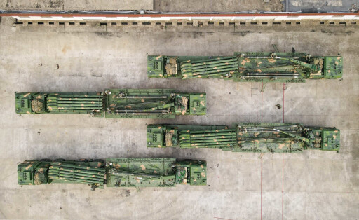epa10568005 Artillery weapons of the Eastern Theater Command of the Chinese People's Liberation Army (PLA) during the combat readiness patrol and military exercises around the Taiwan Island, 09 April 2023 (issued 11 April 2023). The Eastern Theater Command of the PLA conducted three days of military drills around the Taiwan Strait from 08 to 10 April. China launched the military exercises in response to the meeting in the United States between Taiwan's President Tsai Ing-wen and US House Speaker Kevin McCarthy on 05 April. EPA-EFE/XINHUA / Li Zhenjie CHINA OUT / MANDATORY CREDIT EDITORIAL USE ONLY