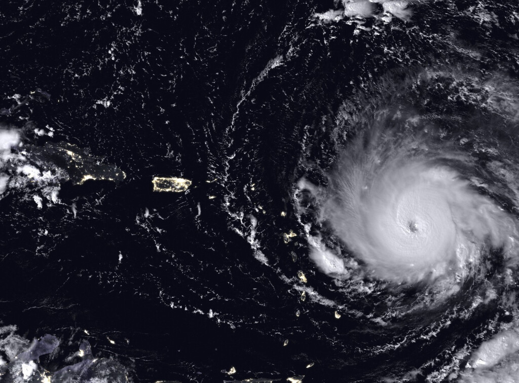 September 5, 2017 - Night time view of Hurricane Irma. This is a digital composite of storm imagery combined with imagery of city lights. PUBLICATIONxINxGERxSUIxAUTxONLY Copyright: StocktrekxImages STK204735S