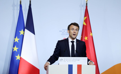 BEIJING, CHINA - APRIL 05: French President Emmanuel Macron delivers a speech during the opening ceremony of an art festival at the Red Brick Art Museum on April 5, 2023 in Beijing, China. PUBLICATIONxINxGERxSUIxAUTxHUNxONLY Copyright: xVCGx 111430857139
