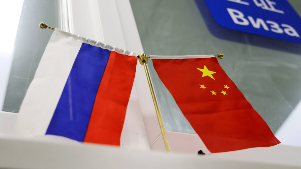RUSSIA, VLADIVOSTOK - MARCH 30, 2023: The flags of Russia and China are seen at China s Consulate General in Vladivostok. Starting March 15, 2023, China s Consulate General in Vladivostok resumed processing and issuing all types of visas for foreign nationals. Yuri Smityuk/TASS PUBLICATIONxINxGERxAUTxONLY 58138425