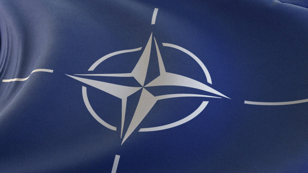 NATO 8423442 02.05.2023 A flag the North Atlantic Treaty Organisation NATO in this picture illustration. Sputnik PUBLICATIONxINxGERxSUIxAUTxONLY Copyright: xx