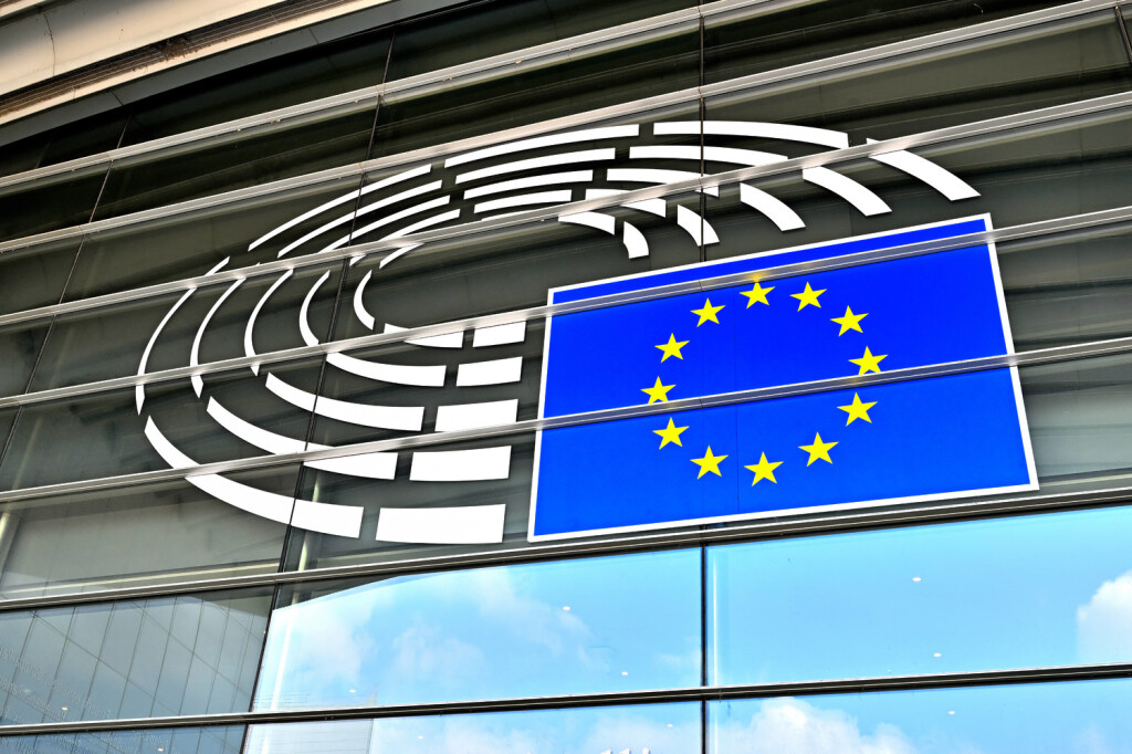 Vor dem Europaparlament in Brüssel.