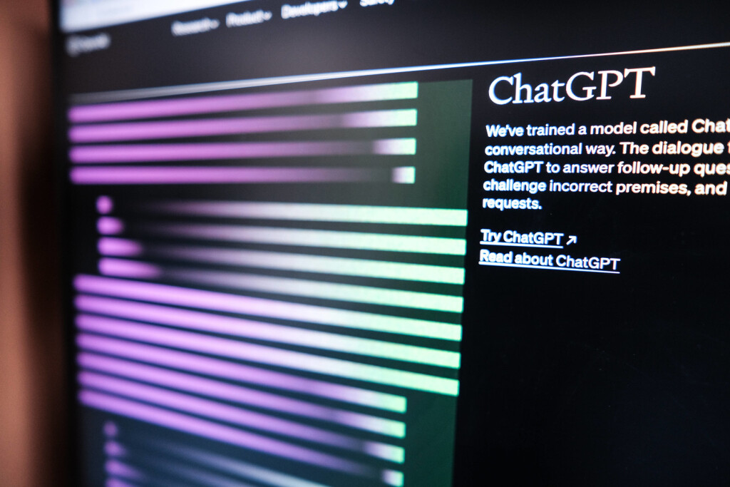 Düsseldorf 15.05.2023 ChatGPT künstliche Intelligenz AI Chatbot maschinelles Lernen OpenAI Homepage Computerbildschirm Suchmaschine Düsseldorf Nordrhein-Westfalen Deutschland *** Düsseldorf 15 05 2023 ChatGPT artificial intelligence AI chatbot machine learning OpenAI homepage computer screen search engine Düsseldorf North Rhine Westphalia Germany