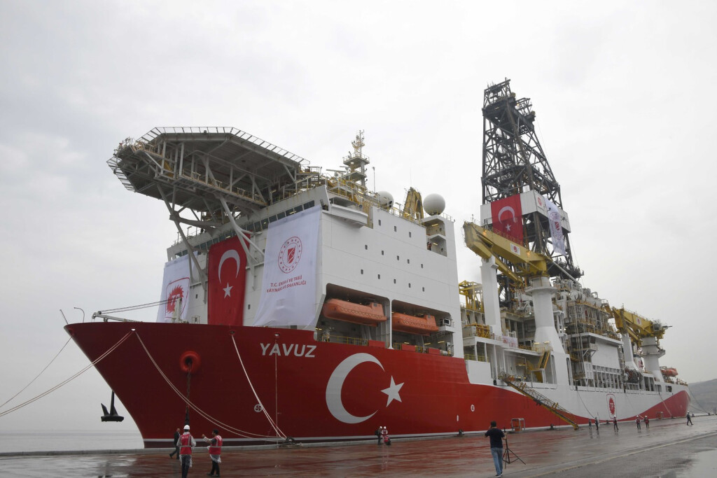 (190620) -- KOCAELI (TURKEY), June 20, 2019 (Xinhua) -- Photo taken on June 20, 2019 shows the drilling vessel Yavuz at a port in Kocaeli province, Turkey. Turkey on Thursday sent a new drilling vessel to the eastern Mediterranean, risking more strain in ties with its Western allies. The second deep-water drilling vessel, Yavuz, started its journey following a ceremony at a port in Turkey s northwestern province of Kocaeli. (Xinhua/Xu Suhui) TURKEY-KOCAELI-DRILLING VESSEL-EASTERN MEDITERRANEAN PUBLICATIONxNOTxINxCHN
