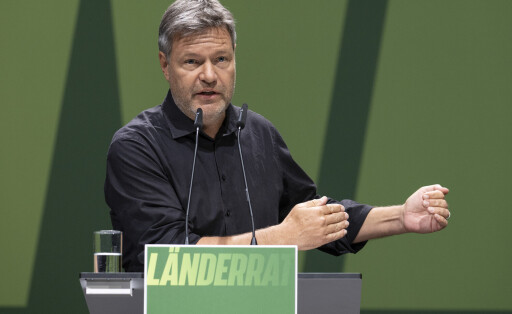 17.06.2023, Hessen, Bad Vilbel: Der Bundesvorsitzende Robert Habeck spricht auf dem Länderrat der Grünen. Foto: Boris Roessler/dpa +++ dpa-Bildfunk +++