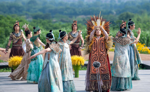 230615 -- HANGZHOU, June 15, 2023 -- Dancers, playing roles of ancient Liangzhu villagers, perform during the Hangzhou 2022 Asian Games Flame Lighting Ceremony at the Archaeological Ruins of Liangzhu City park in Hangzhou, east China s Zhejiang Province, on June 15, 2023. SPCHINA-HANGZHOU-LIANGZHU-19TH ASIAN GAMES-FLAME LIGHTING CN JiangxHan PUBLICATIONxNOTxINxCHN