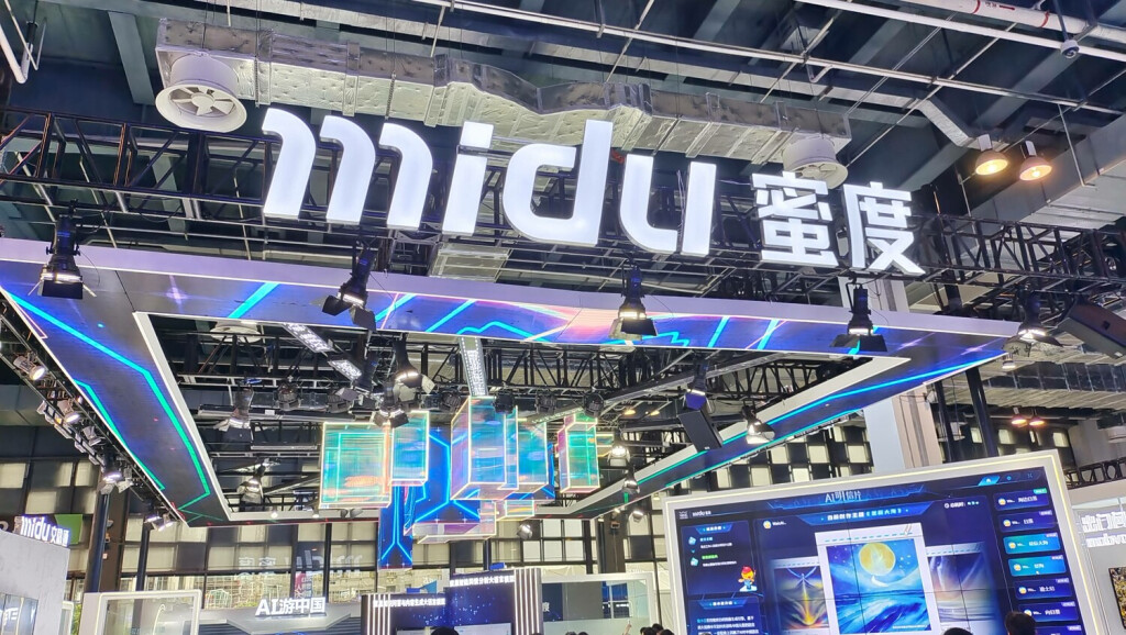 MIDU Booth at 2023 WAIC in Shanghai SHANGHAI, CHINA - JULY 8, 2023 - Visitors visit the MIDU booth at the 2023 World Artificial Intelligence Conference in Shanghai, China, July 8, 2023. MIDU, a language intelligence technology company, took advantage of ChatGPT s hot air trend and demonstrated a versatile AI model at the World Artificial Intelligence Conference: in addition to knowledge questions and answers, it can also write public opinion analysis reports, customize personal virtual travel illustrations, customize postcards and poems. Shanghai Shanghai China PUBLICATIONxNOTxINxFRA Copyright: xCFOTOx originalFilename: cfoto-miduboot230713_npTGb.jpg