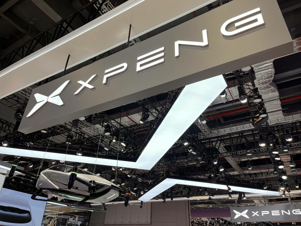 SHANGHAI, CHINA - APRIL 19: A Xpeng sign hangs over the company s booth during the 20th Shanghai International Automobile Industry Exhibition at the National Exhibition and Convention Center Shanghai on April 19, 2023 in Shanghai, China. PUBLICATIONxINxGERxSUIxAUTxHUNxONLY Copyright: xVCGx 111432829638