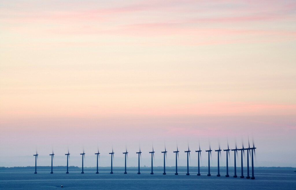 A wind farm off the coast of Copenhagen, Denmark