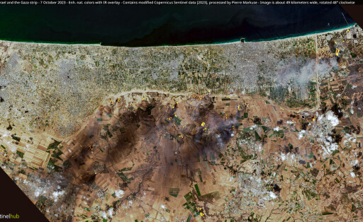 Dieses erstaunliche Satellitenbild zeigt Brände im Gazastreifen und in Israel am 7. Oktober 2023 - als Hamas-Kämpfer einen Terroranschlag